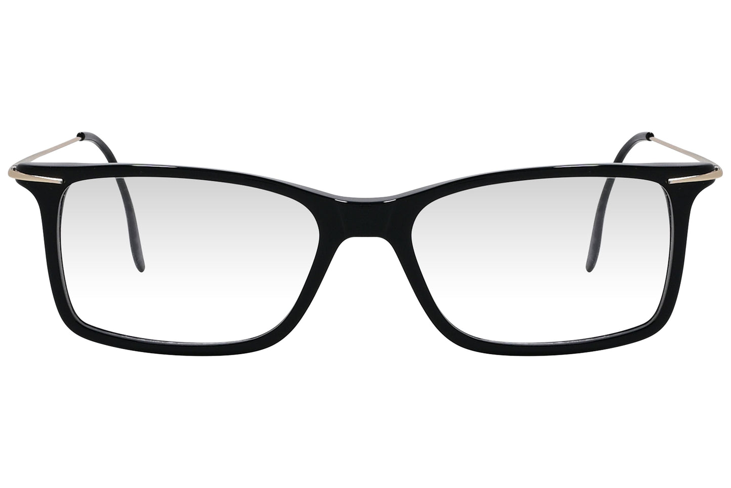 cellini rectangle black eyeglasses frame viewed from front angle.