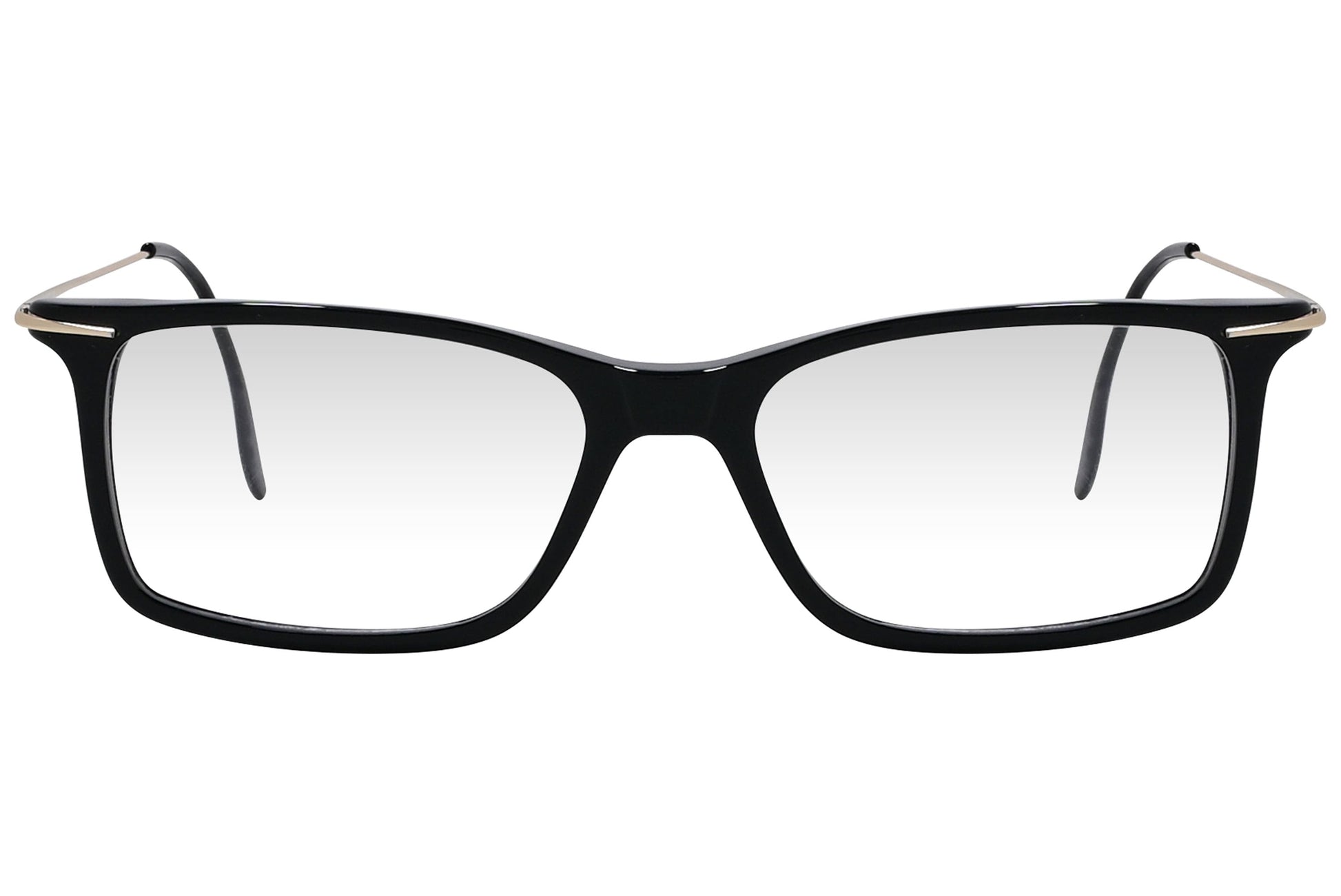 cellini rectangle black eyeglasses frame viewed from front angle.