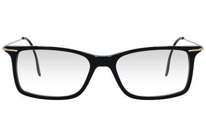 cellini rectangle black eyeglasses frame viewed from front angle.