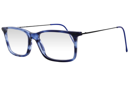 cellini rectangle blue eyeglasses frame viewed from a 45-degree angle.