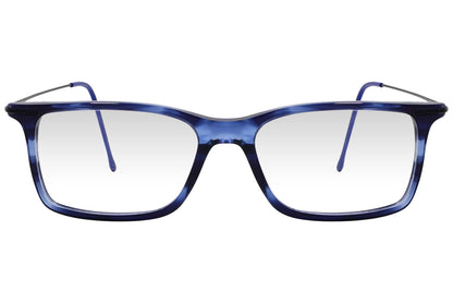 cellini rectangle blue eyeglasses frame viewed from front angle.