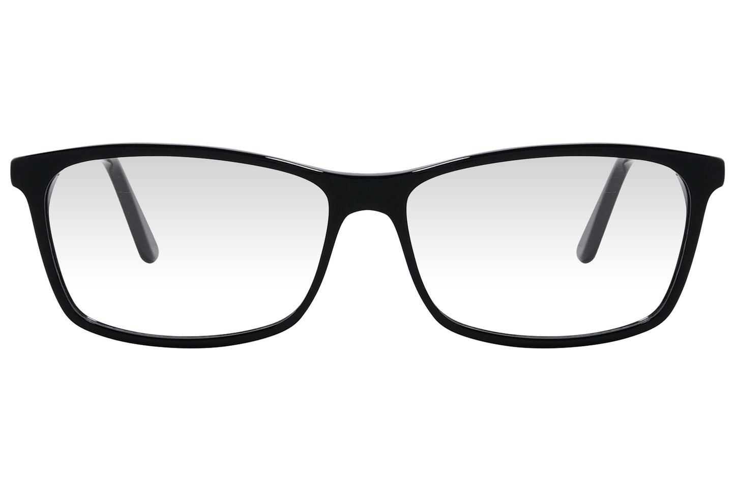 cellini rectangle black eyeglasses frame viewed from front angle.