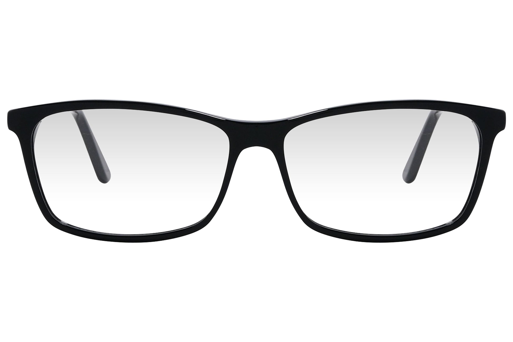 cellini rectangle black eyeglasses frame viewed from front angle.