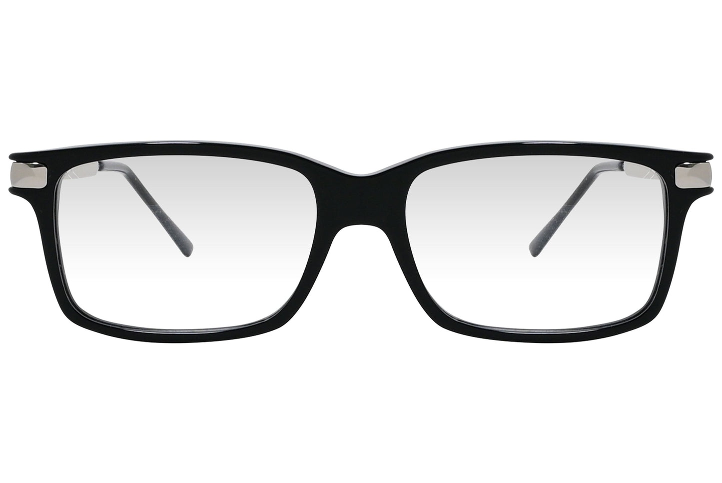 cellini rectangle black eyeglasses frame viewed from front angle.