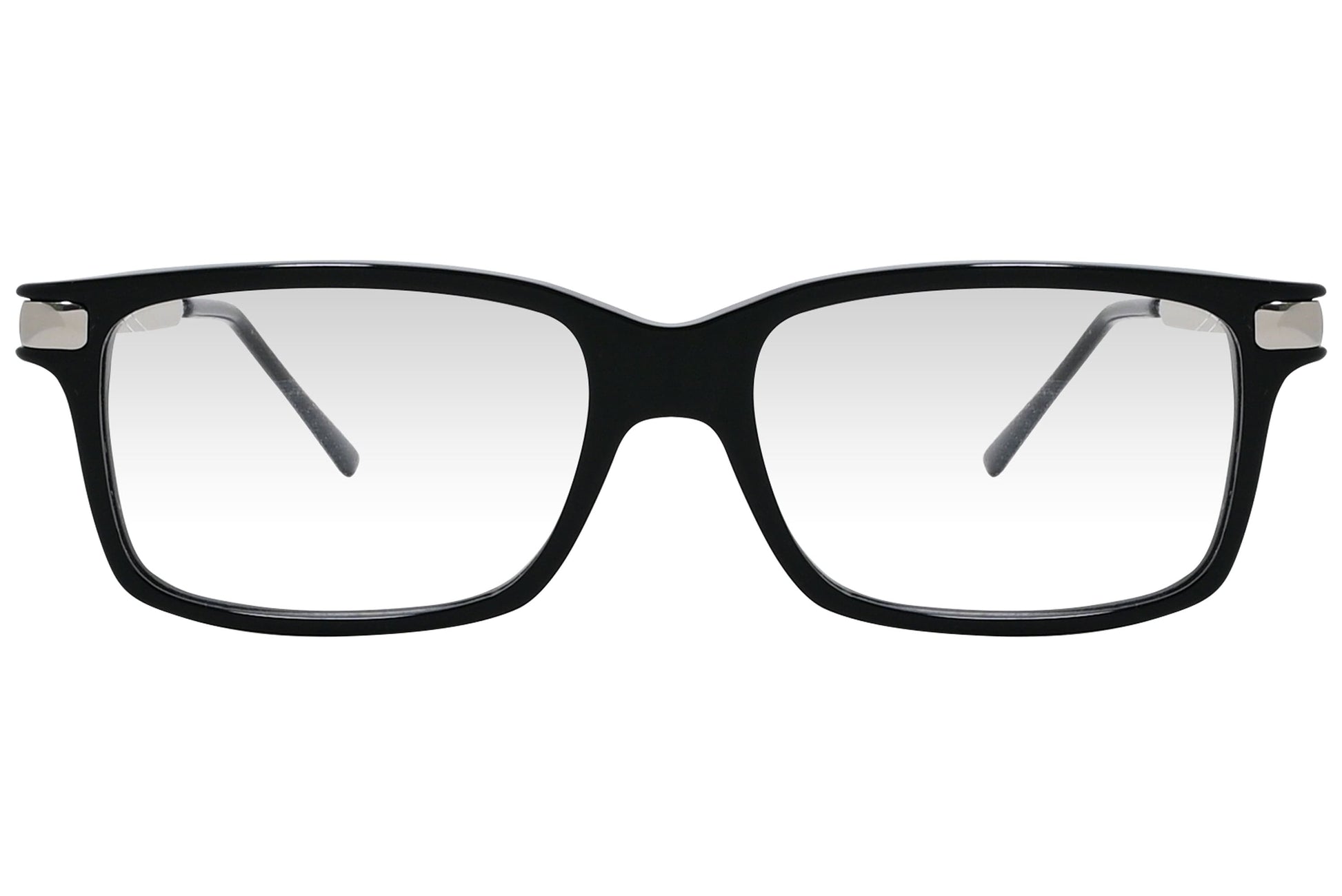 cellini rectangle black eyeglasses frame viewed from front angle.