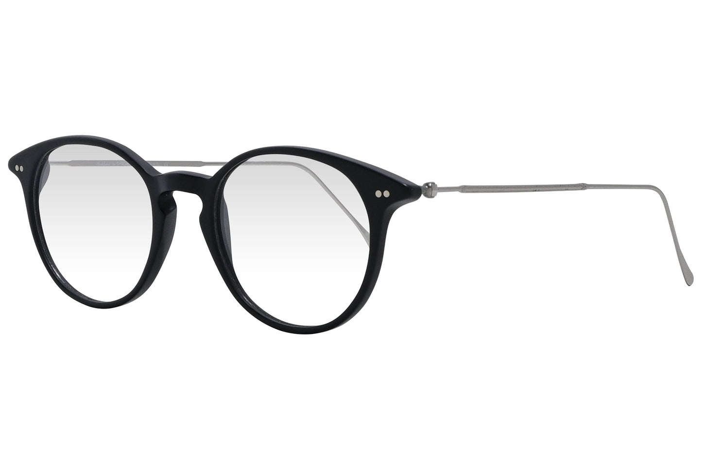 cellini round black eyeglasses frame viewed from a 45-degree angle.