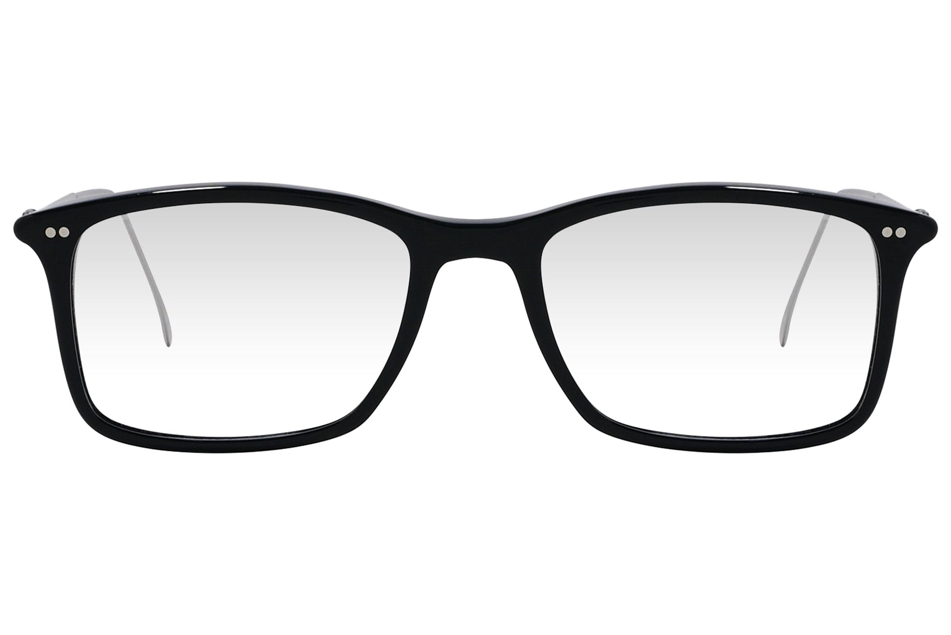 cellini rectangle black eyeglasses frame viewed from front angle.