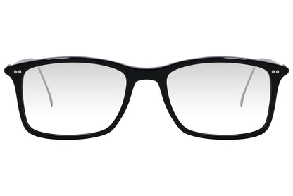 cellini rectangle black eyeglasses frame viewed from front angle.