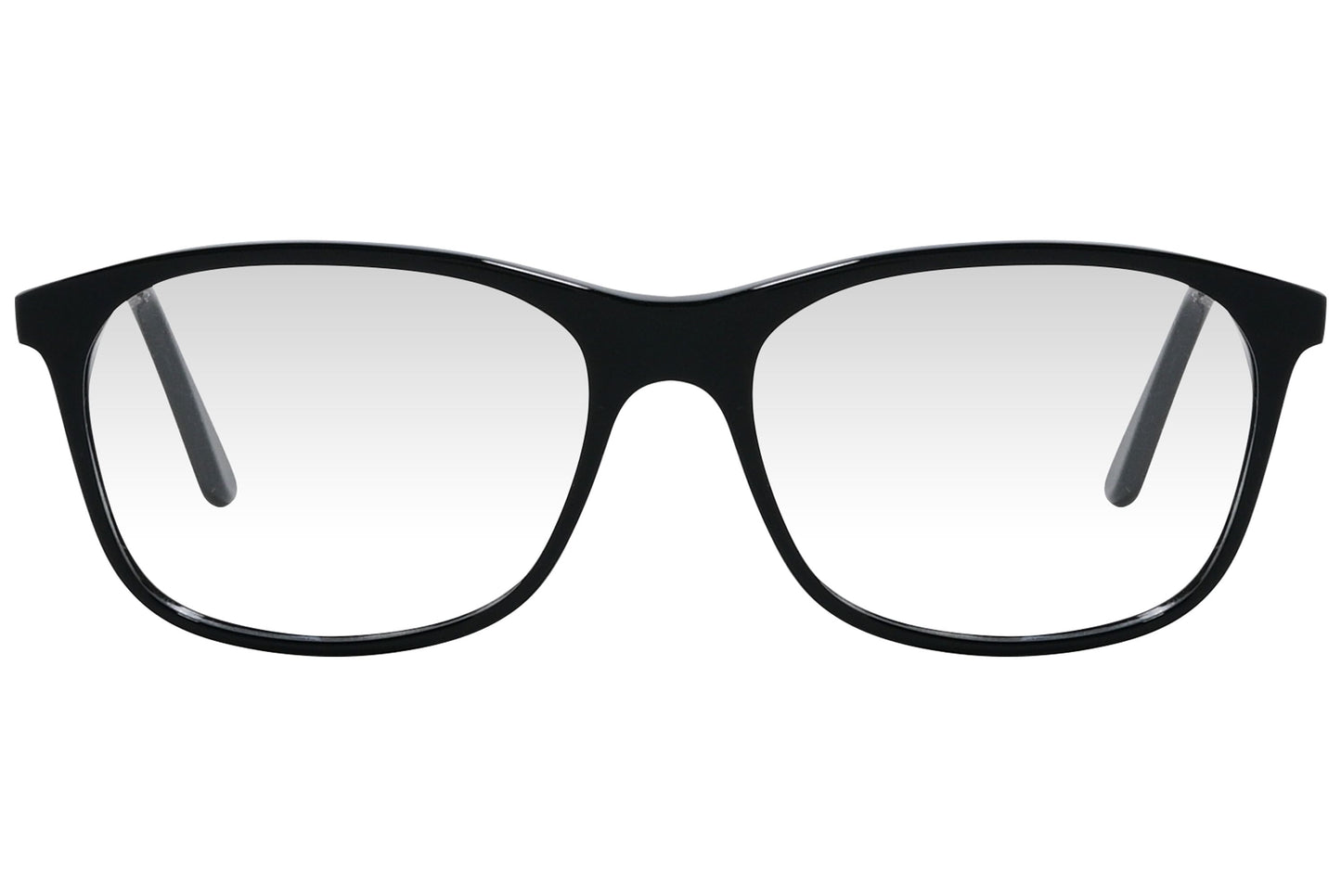 cellini rectangle black eyeglasses frame viewed from front angle.