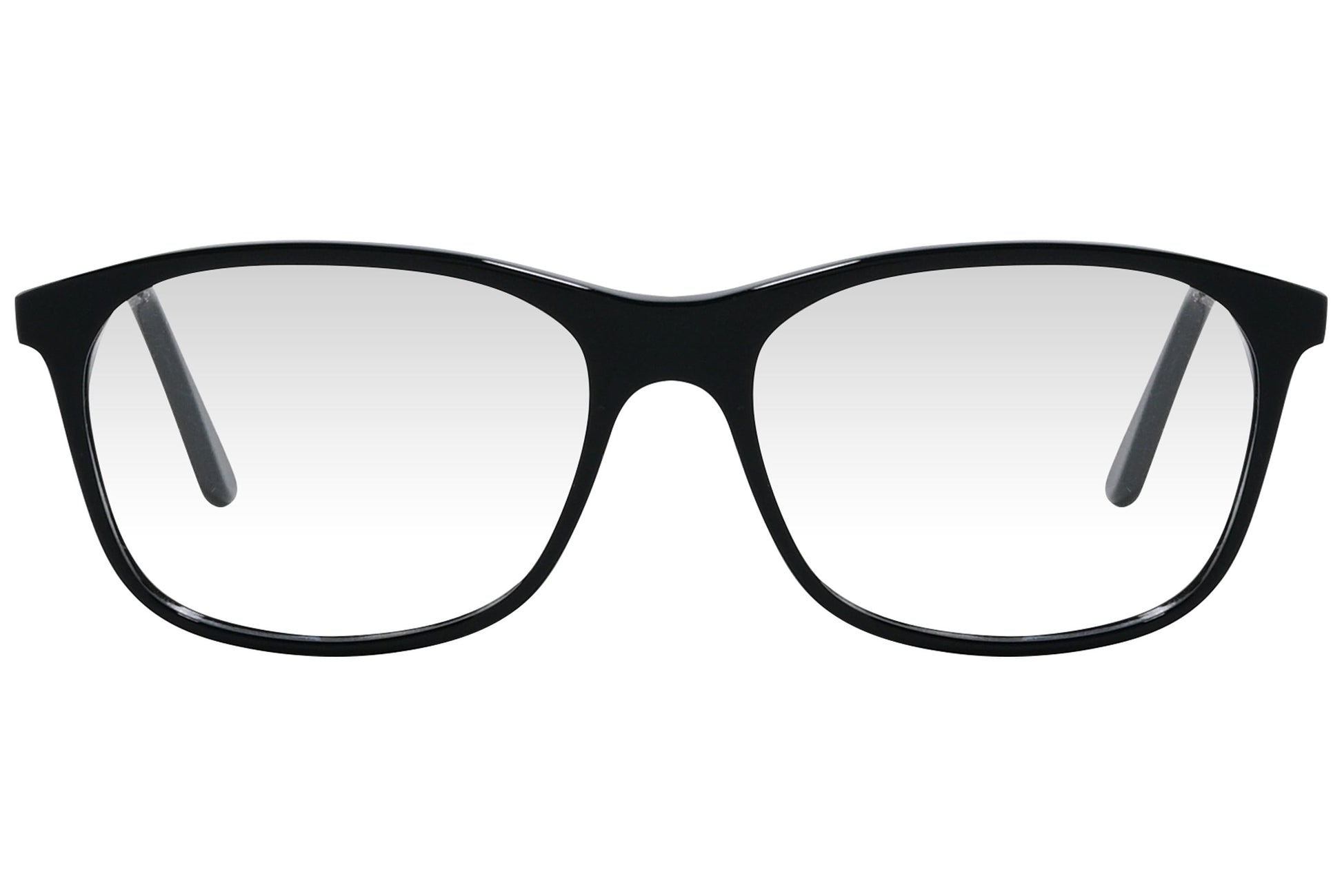 cellini rectangle black eyeglasses frame viewed from front angle.