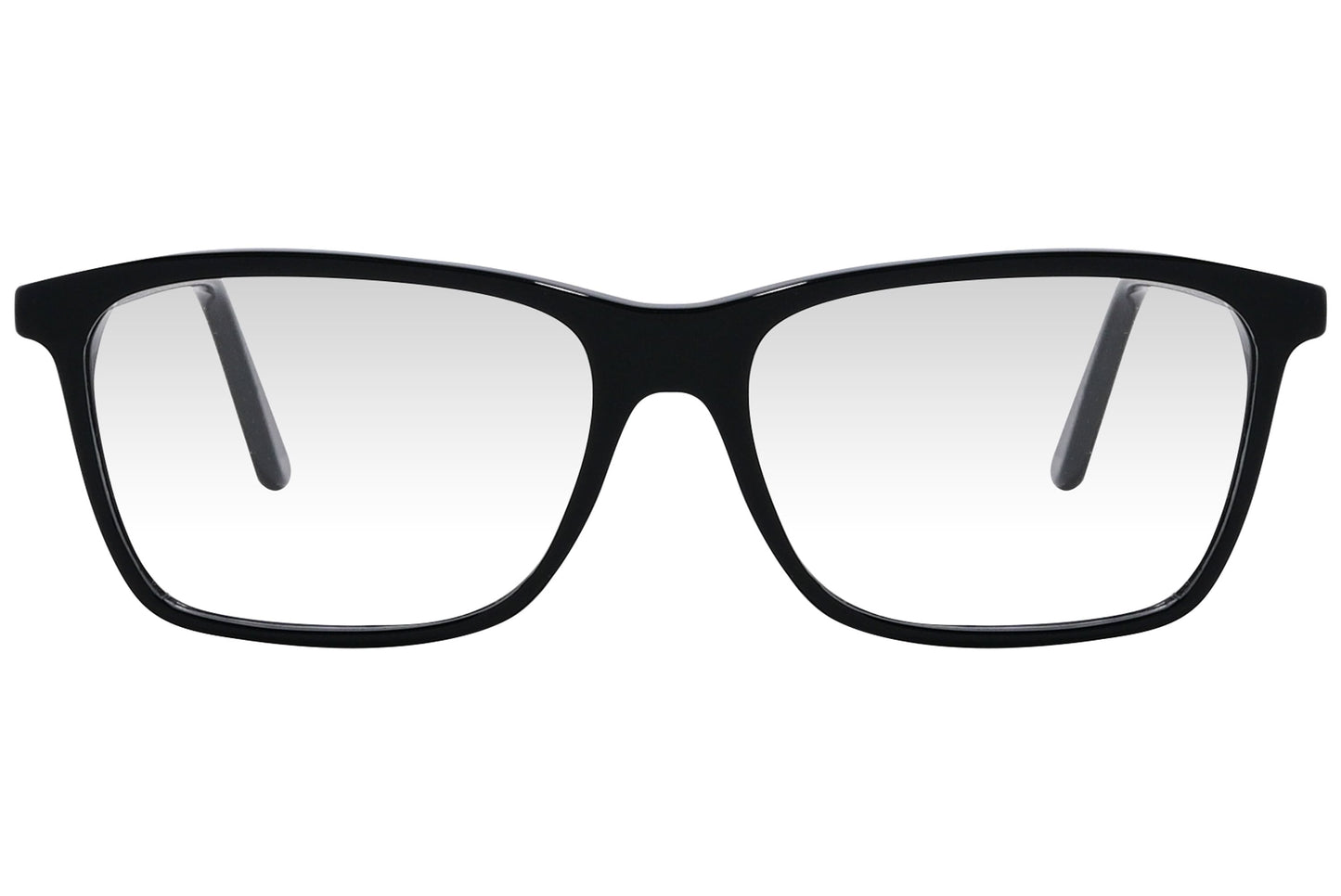 cellini rectangle black eyeglasses frame viewed from front angle.