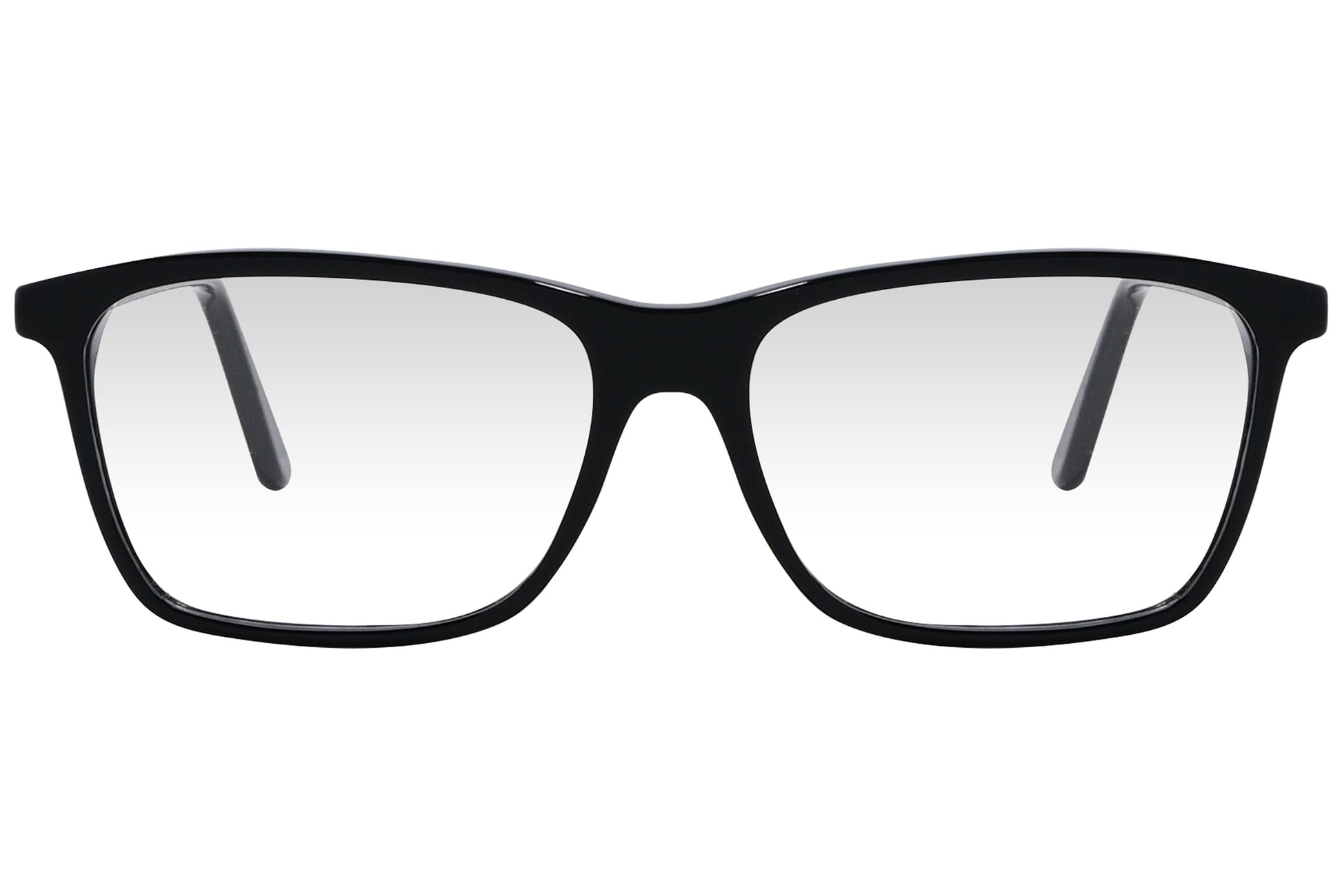 cellini rectangle black eyeglasses frame viewed from front angle.