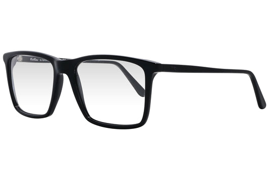 cellini square black eyeglasses frame viewed from a 45-degree angle.