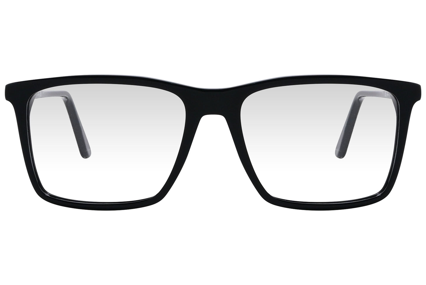 cellini square black eyeglasses frame viewed from front angle.