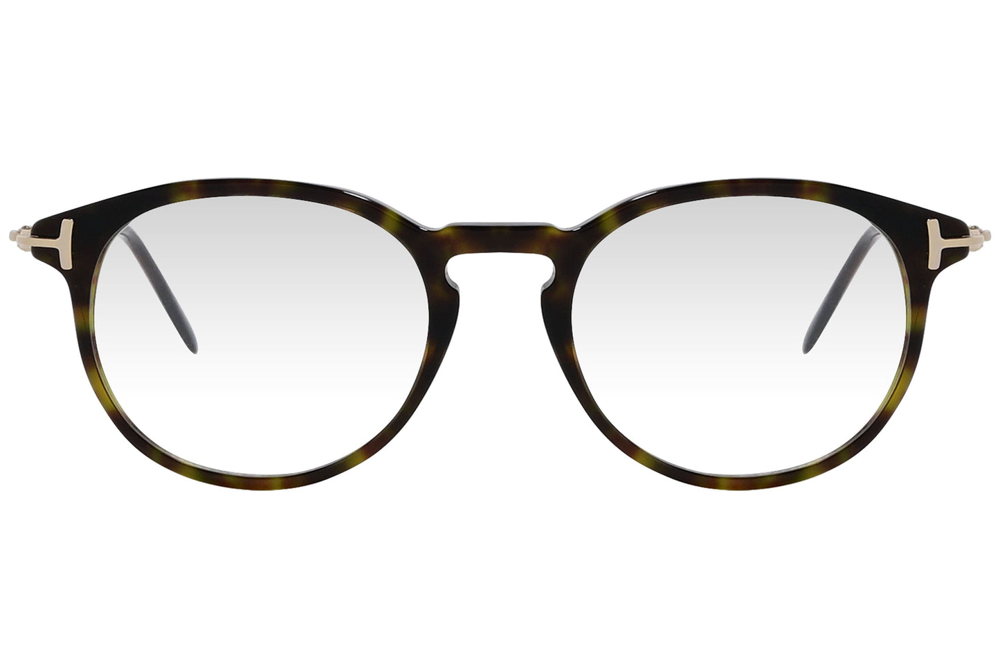 cellini round tortoise eyeglasses frame viewed from front angle.