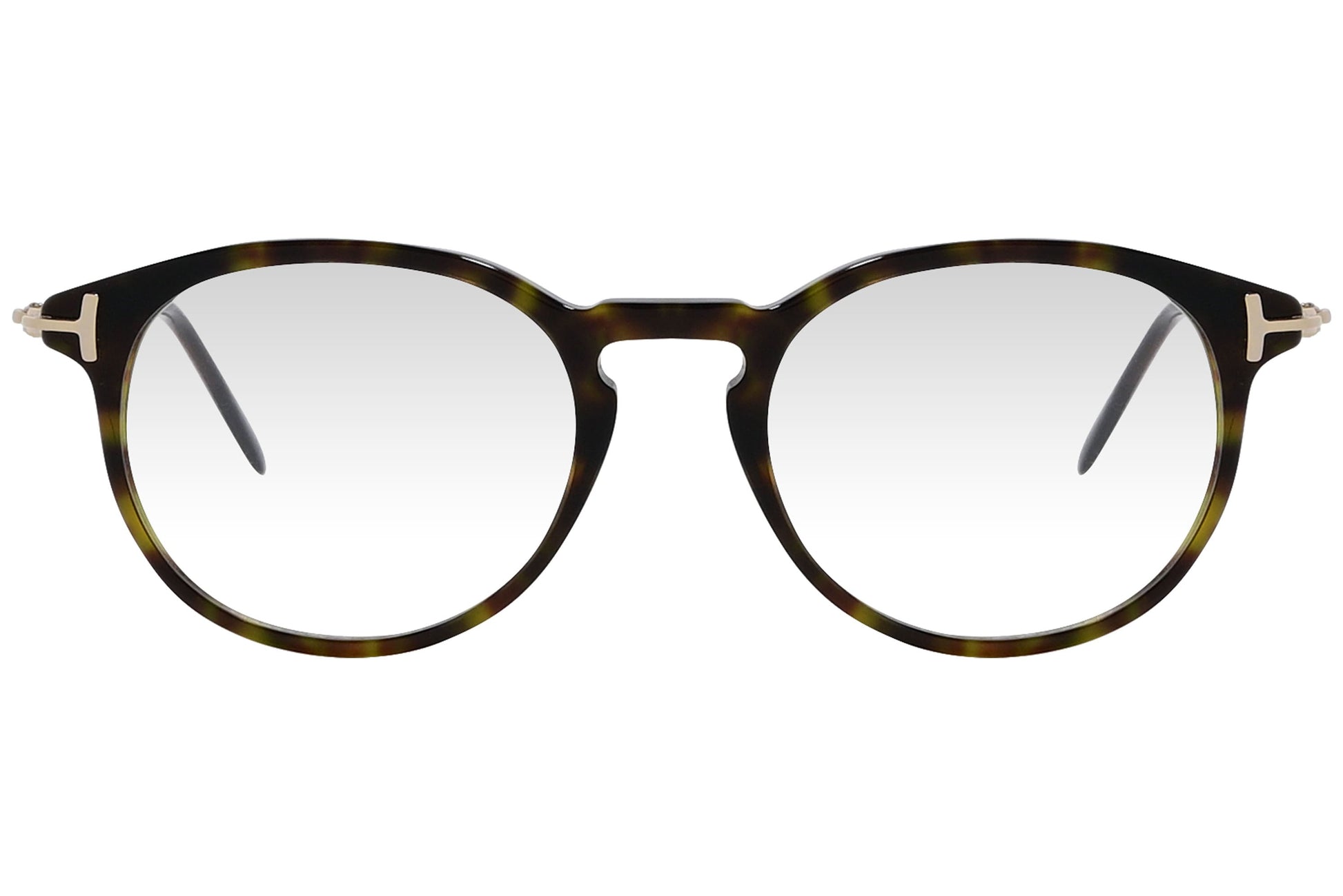 cellini round tortoise eyeglasses frame viewed from front angle.