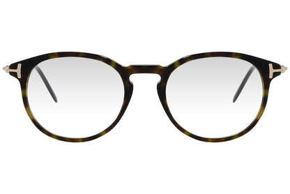 cellini round tortoise eyeglasses frame viewed from front angle.