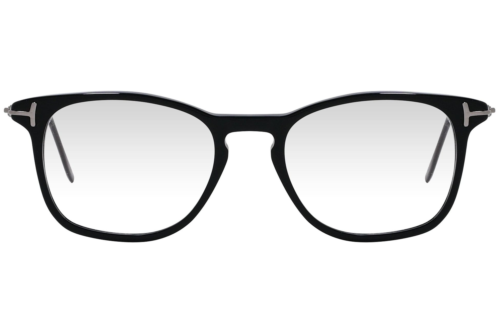 cellini round black eyeglasses frame viewed from front angle.