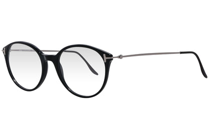 cellini round black eyeglasses frame viewed from a 45-degree angle.