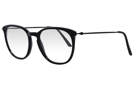 cellini round black eyeglasses frame viewed from a 45-degree angle.