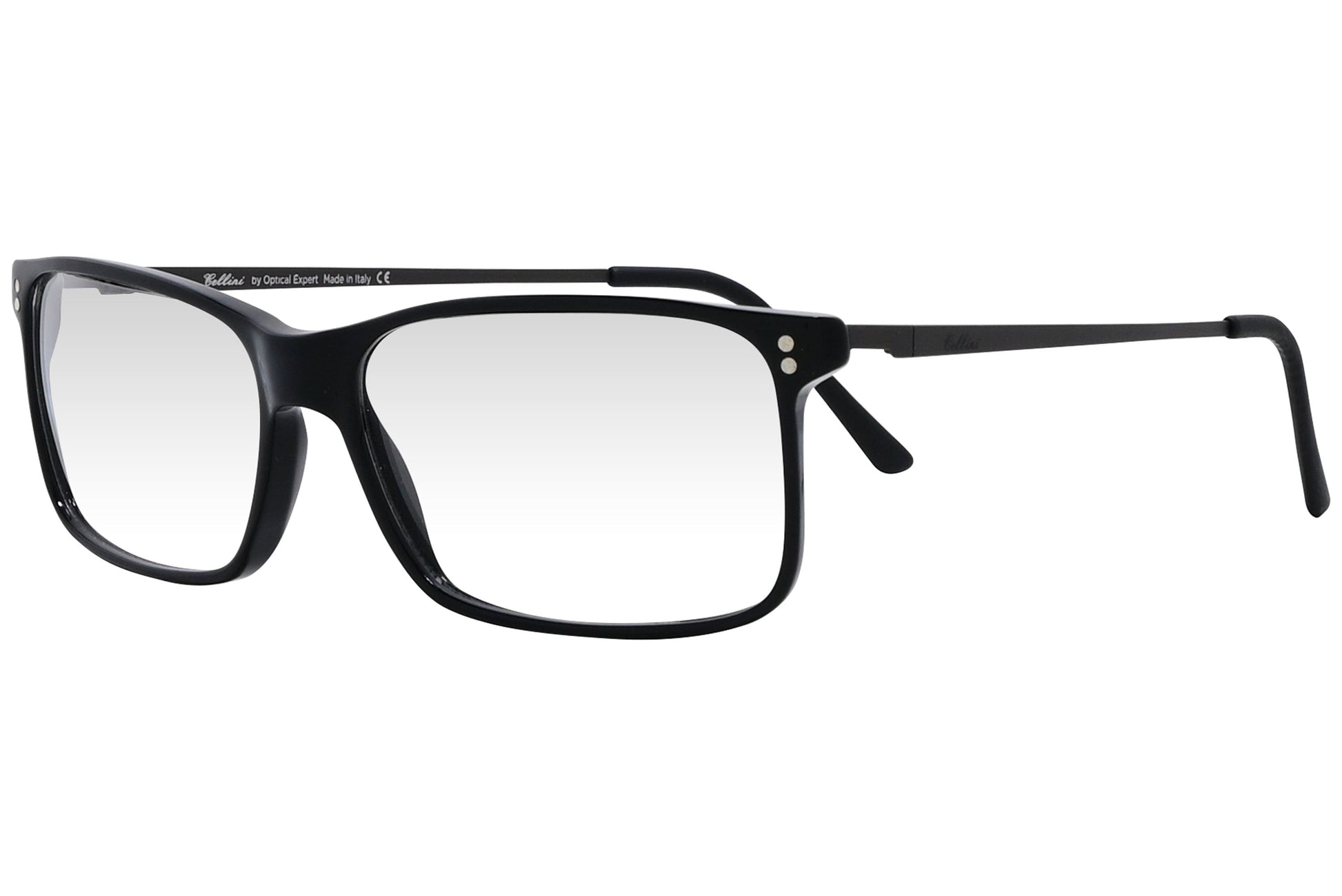 cellini wayfarer black eyeglasses frame viewed from a 45-degree angle.