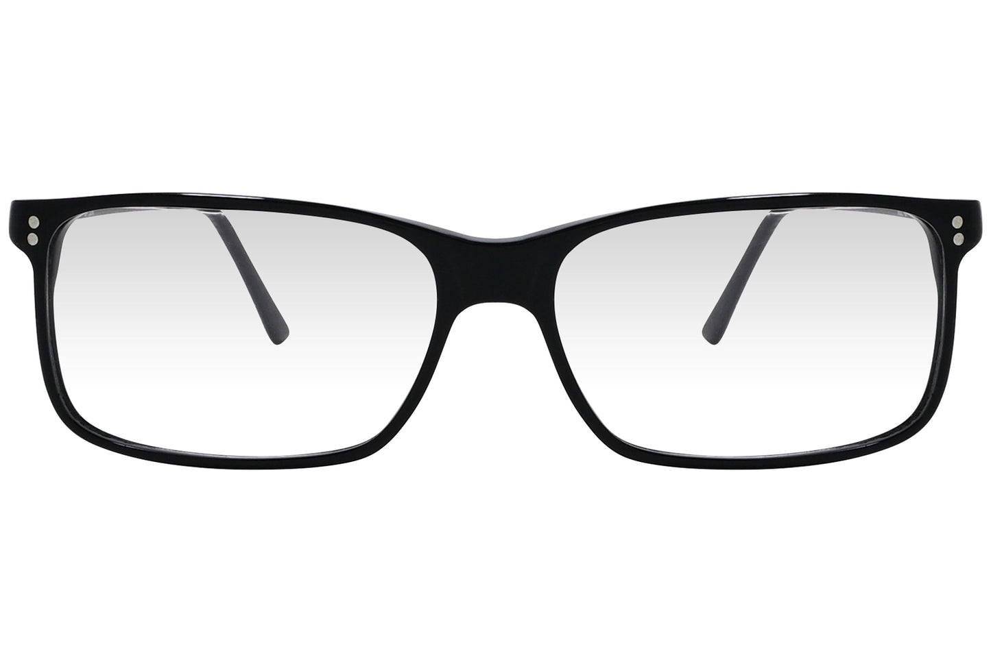 cellini wayfarer black eyeglasses frame viewed from front angle.