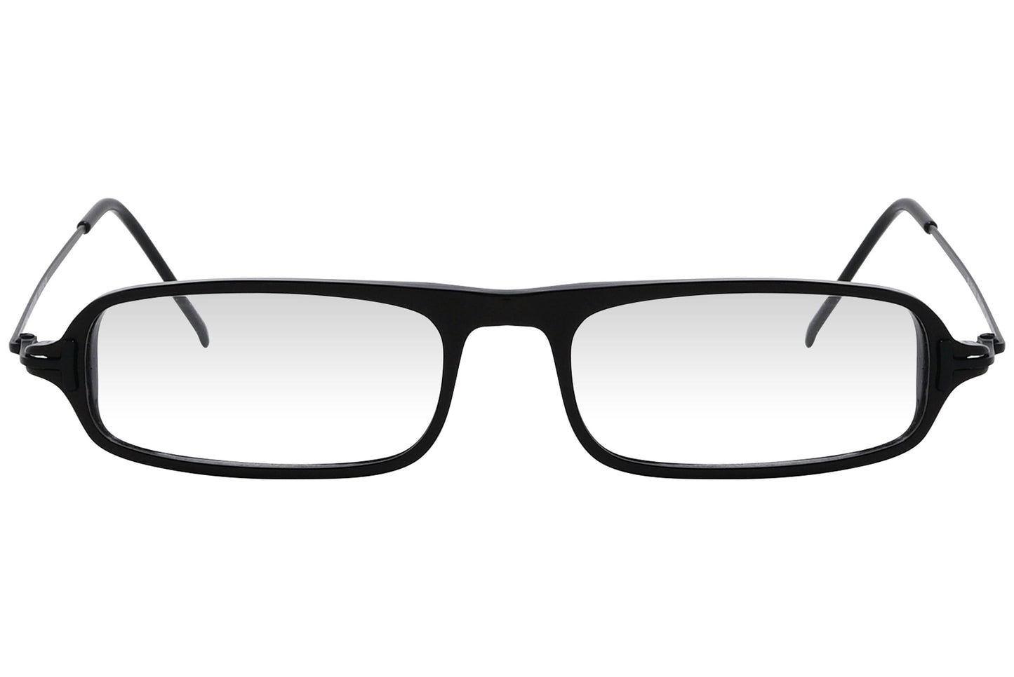 cellini rectangle black eyeglasses frame viewed from front angle.