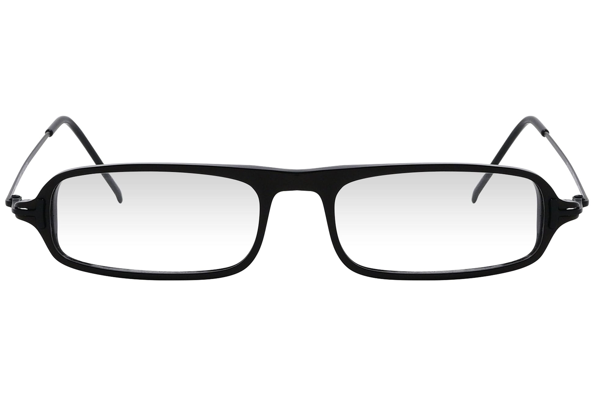 cellini rectangle black eyeglasses frame viewed from front angle.