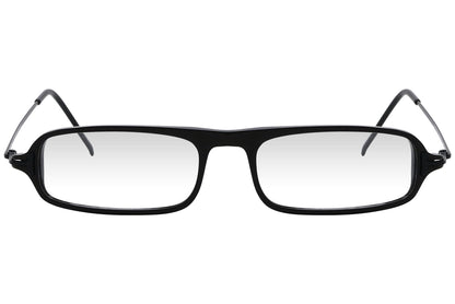 cellini rectangle black eyeglasses frame viewed from front angle.