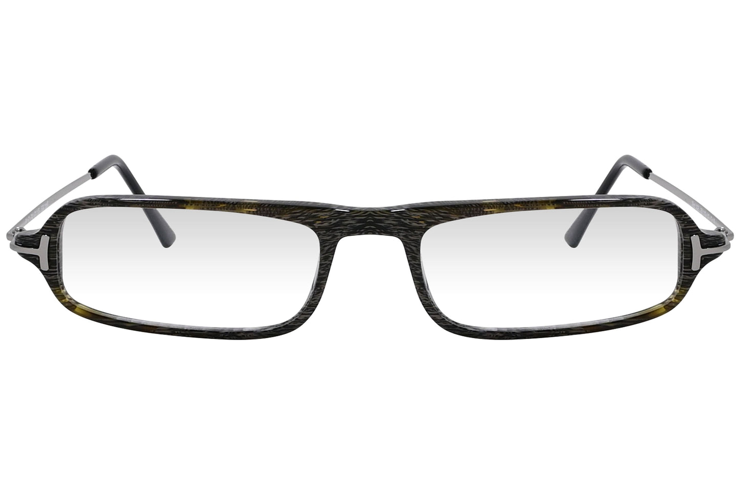 cellini rectangle black eyeglasses frame viewed from front angle.