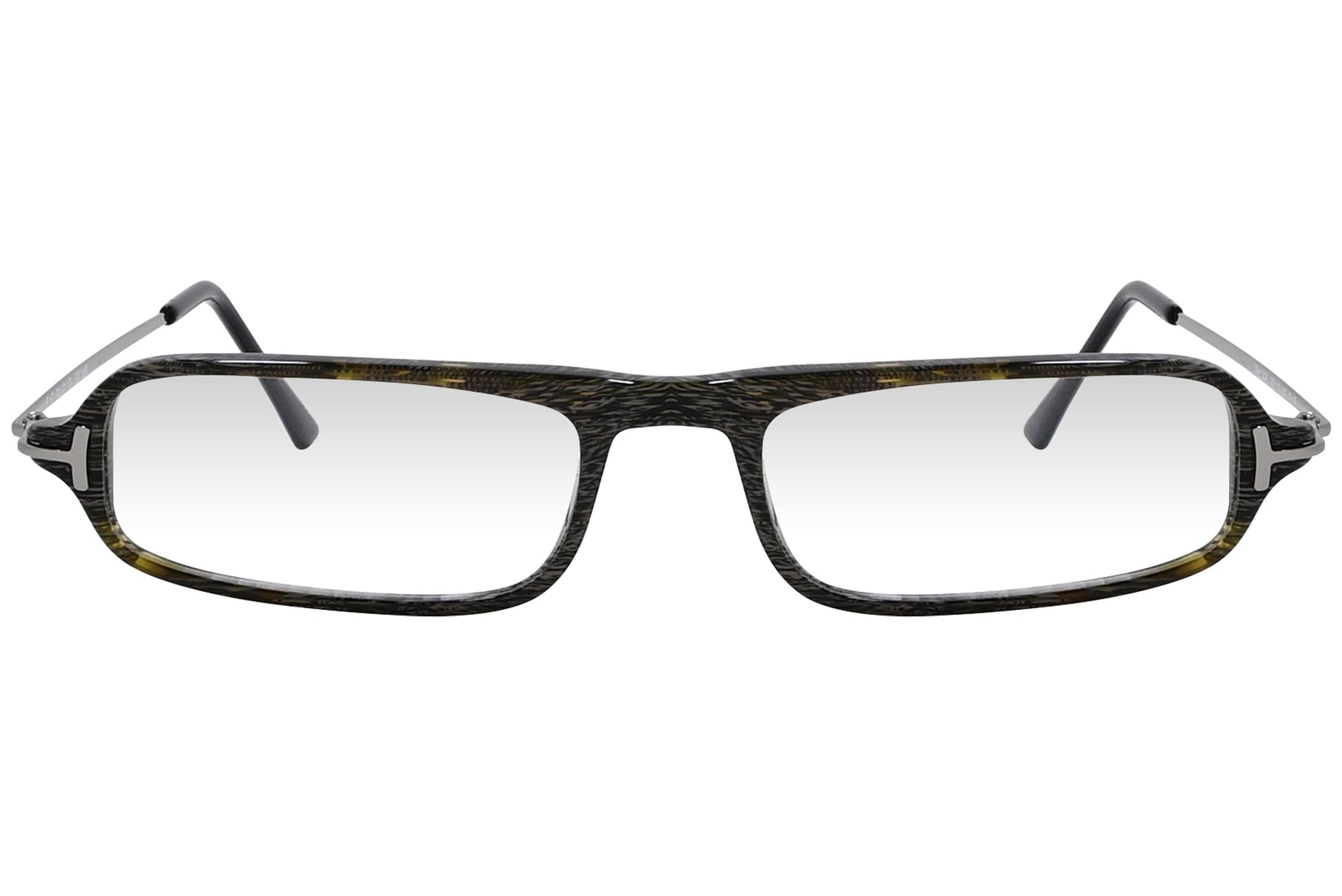 cellini rectangle black eyeglasses frame viewed from front angle.