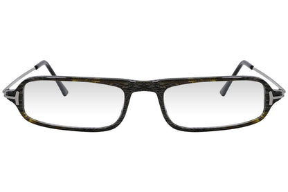 cellini rectangle black eyeglasses frame viewed from front angle.