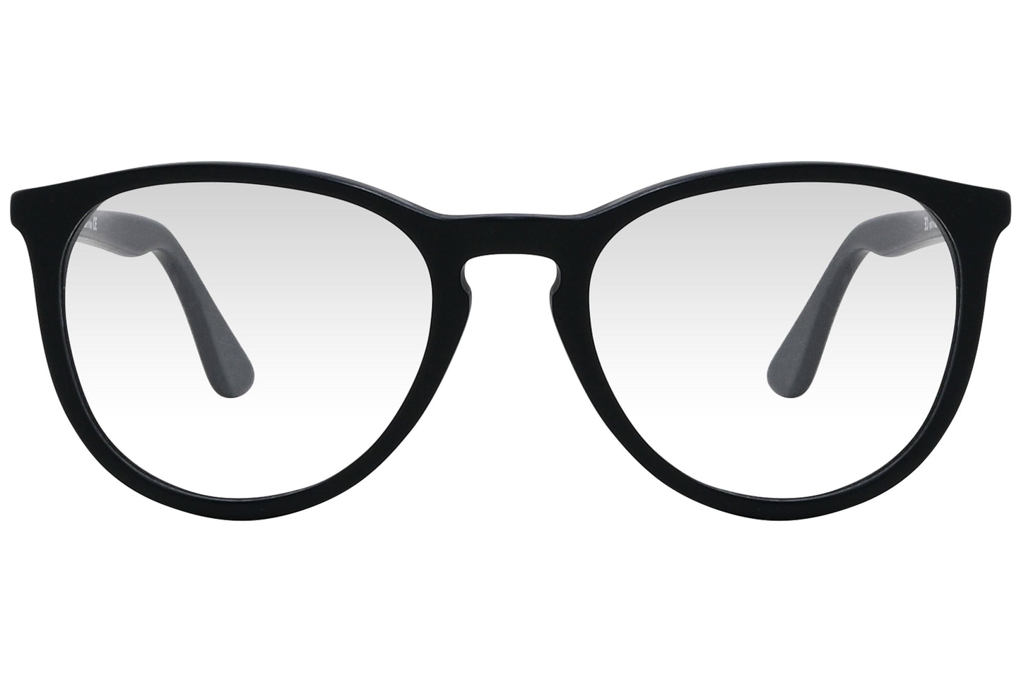 cellini round black eyeglasses frame viewed from front angle.