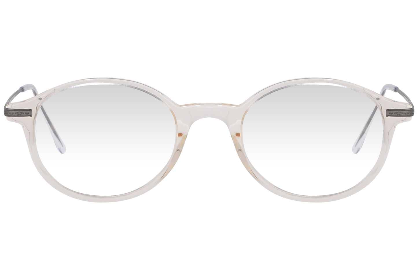 cellini oval white eyeglasses frame viewed from front angle.