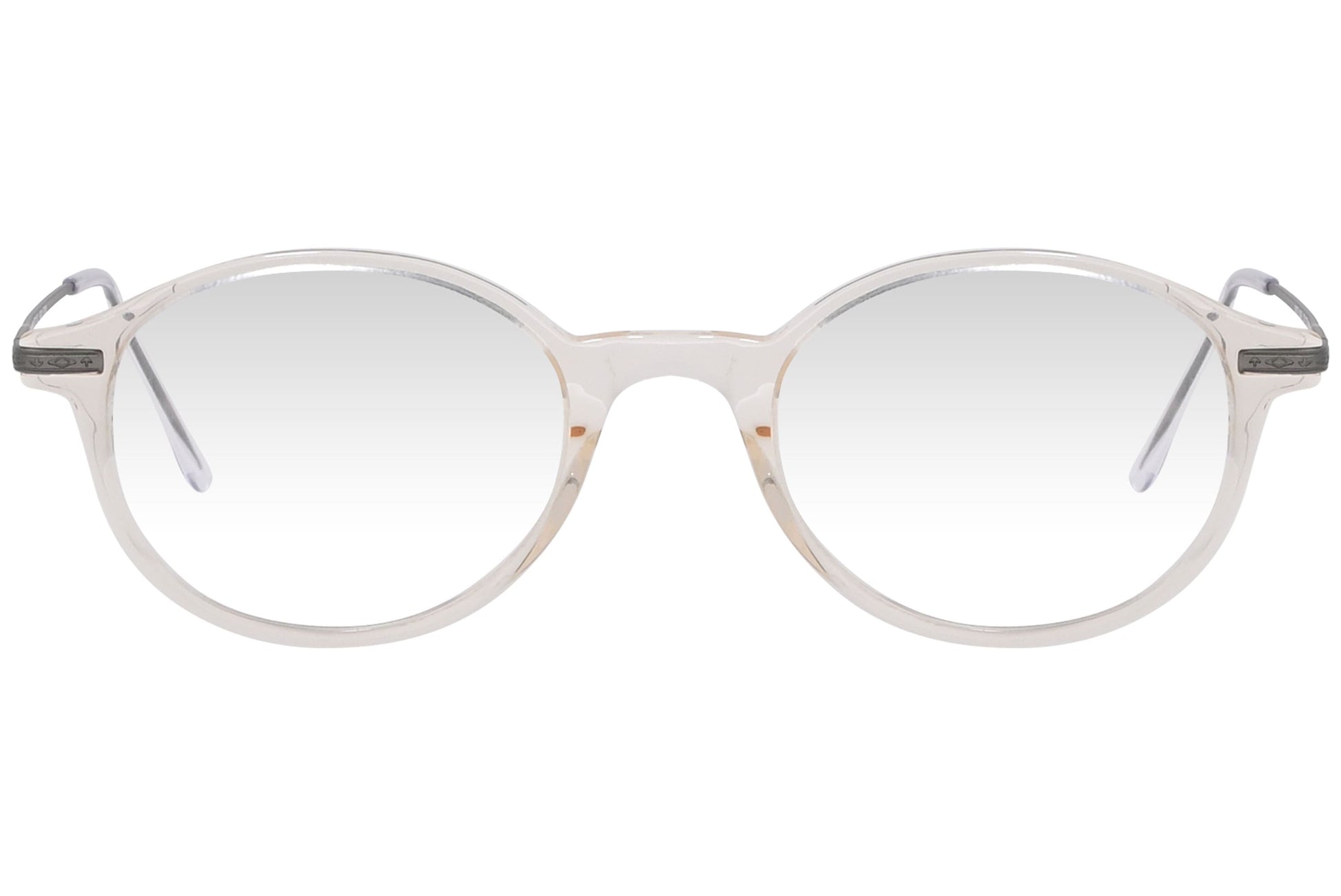 cellini oval white eyeglasses frame viewed from front angle.