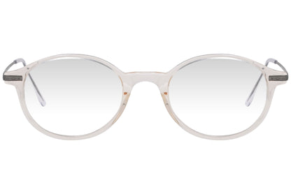 cellini oval white eyeglasses frame viewed from front angle.