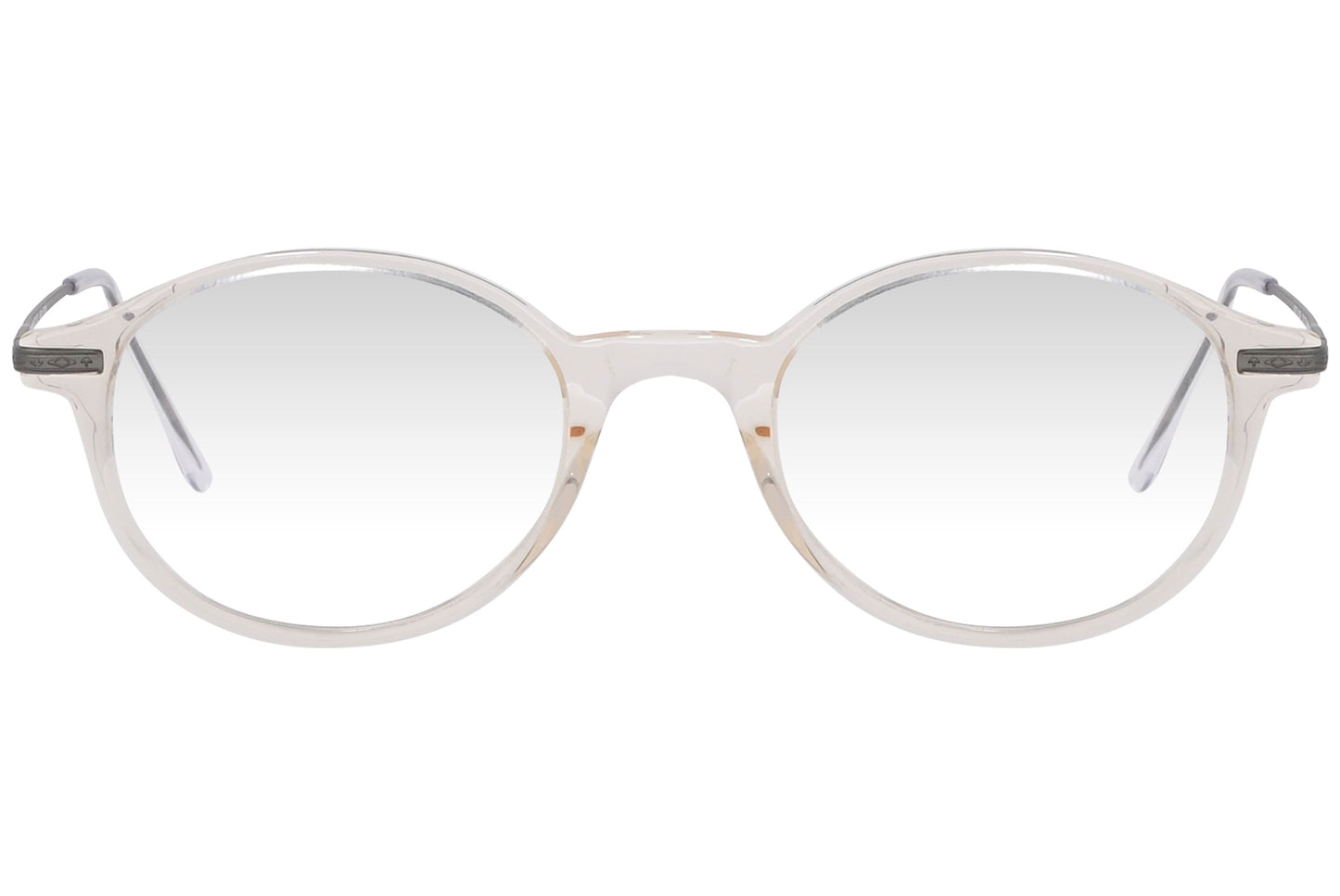cellini oval white eyeglasses frame viewed from front angle.
