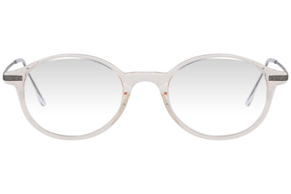 cellini oval white eyeglasses frame viewed from front angle.