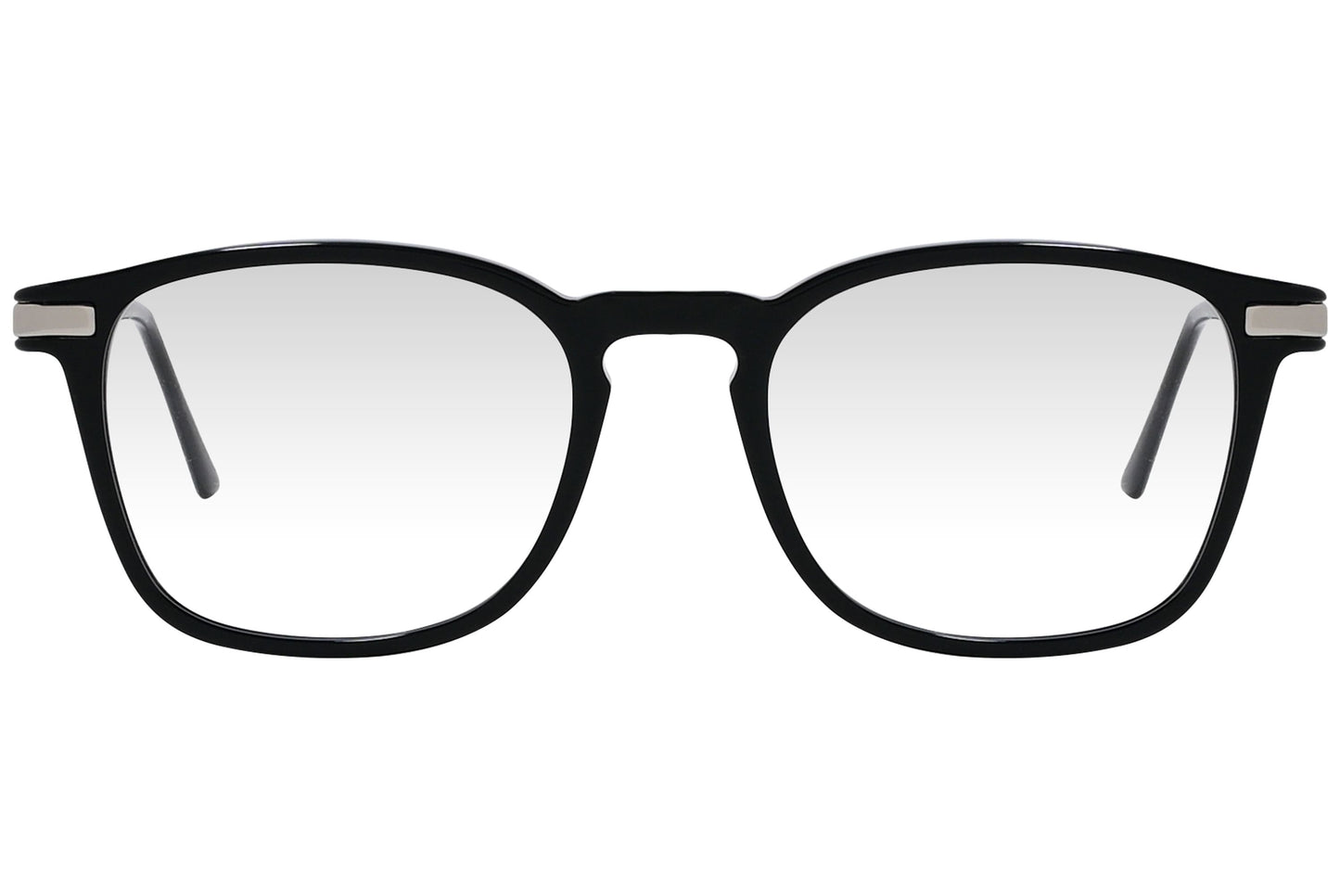 cellini rectangle black eyeglasses frame viewed from front angle.