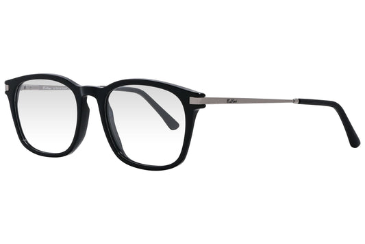 cellini rectangle black eyeglasses frame viewed from a 45-degree angle.