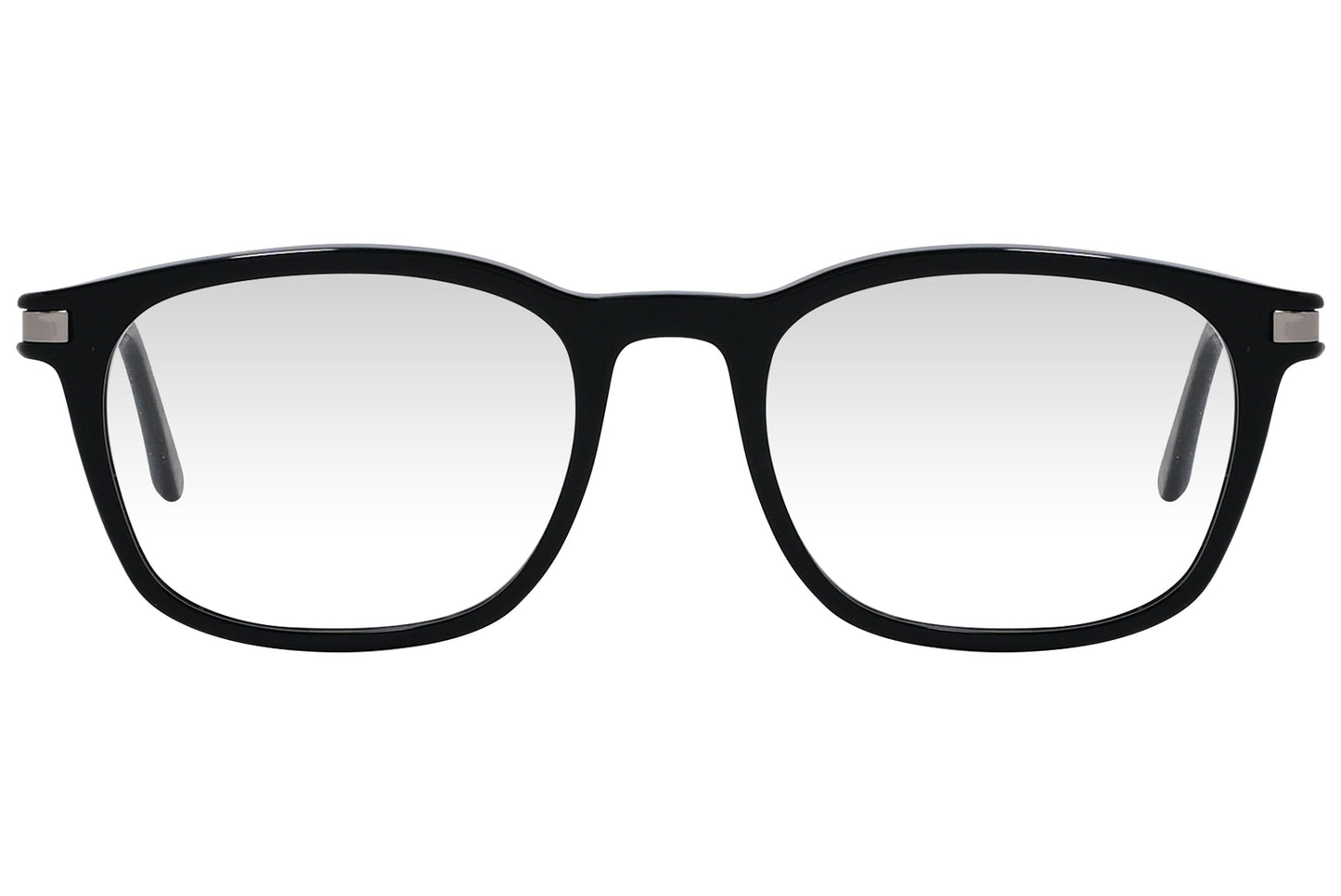 cellini rectangle black eyeglasses frame viewed from front angle.