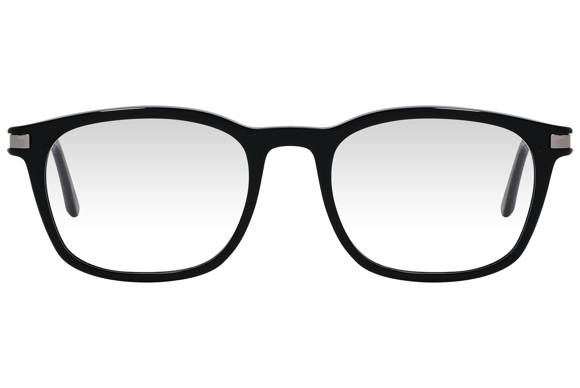 cellini rectangle black eyeglasses frame viewed from front angle.