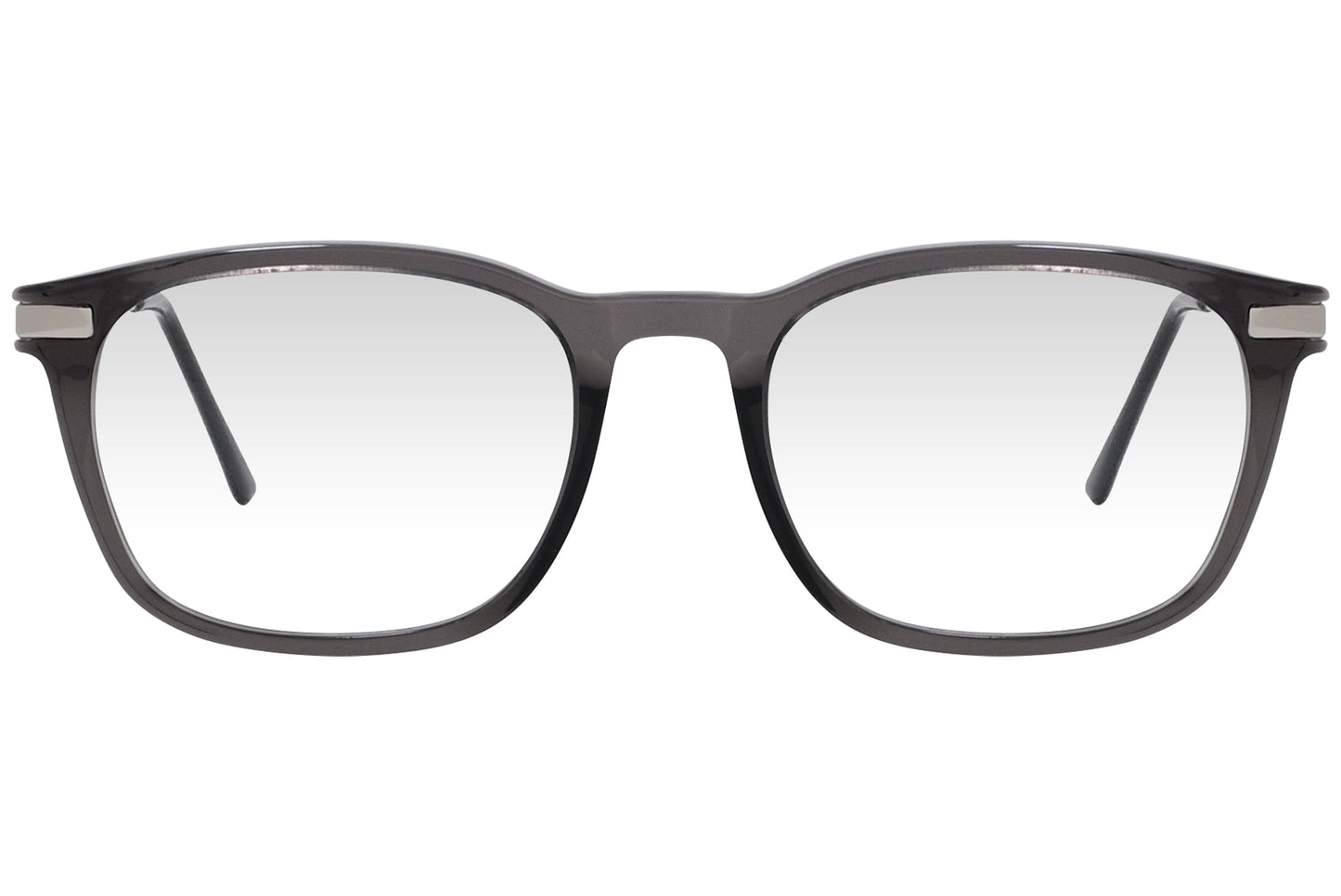 cellini rectangle gray eyeglasses frame viewed from front angle.