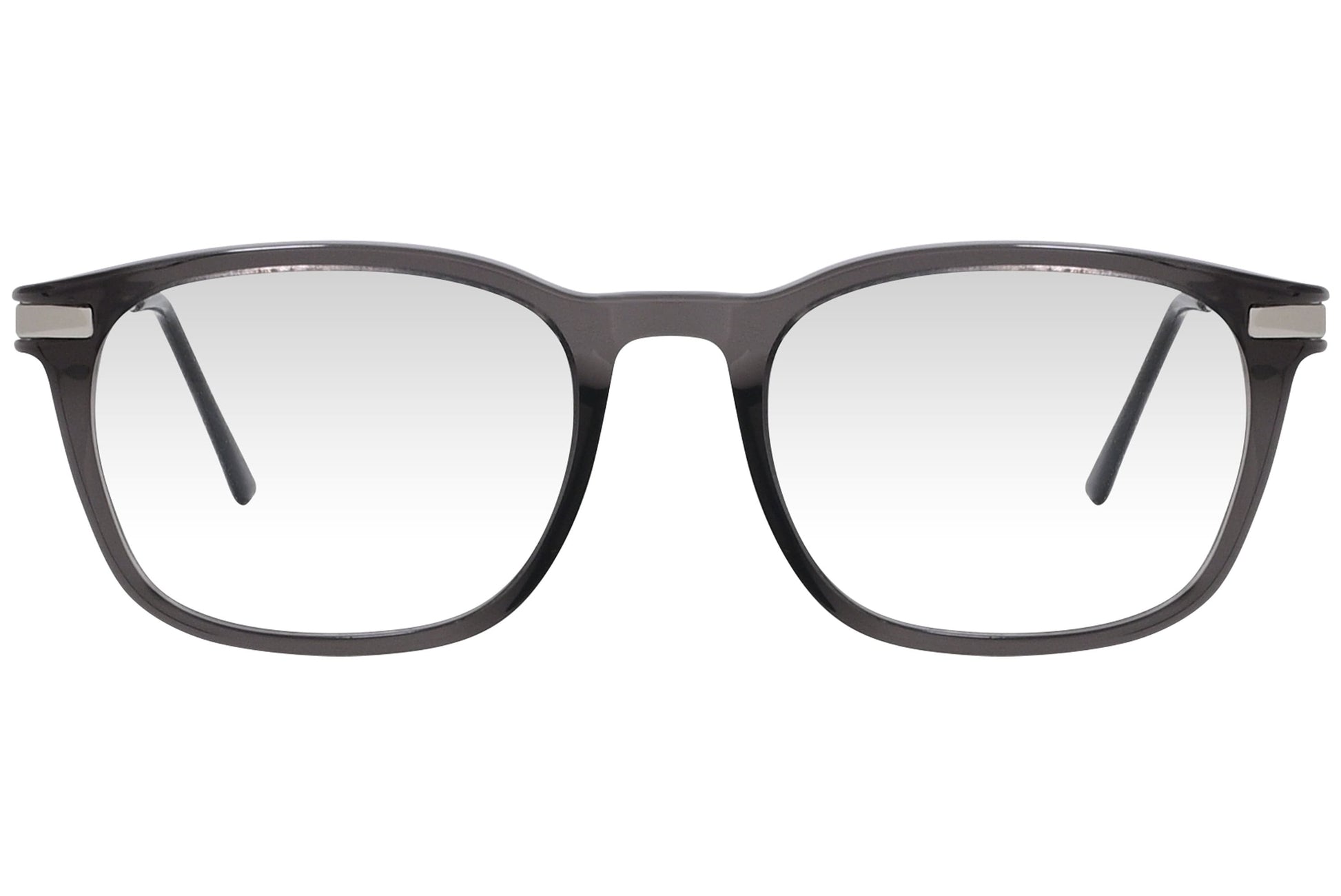 cellini rectangle gray eyeglasses frame viewed from front angle.