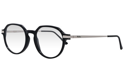 cellini rectangle black eyeglasses frame viewed from a 45-degree angle.