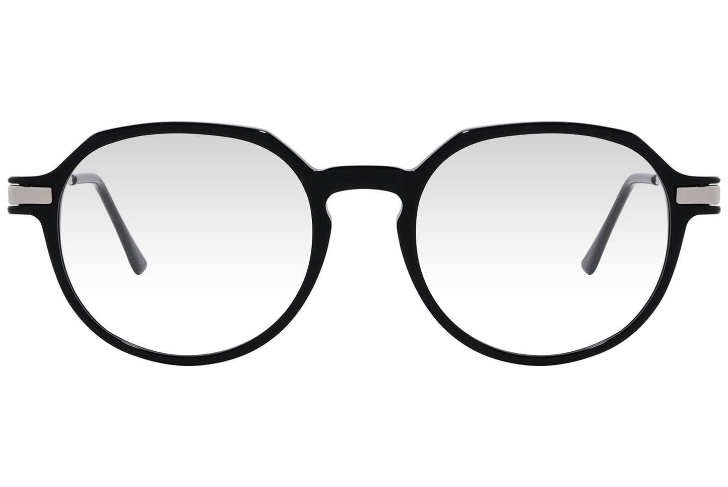 cellini rectangle black eyeglasses frame viewed from front angle.