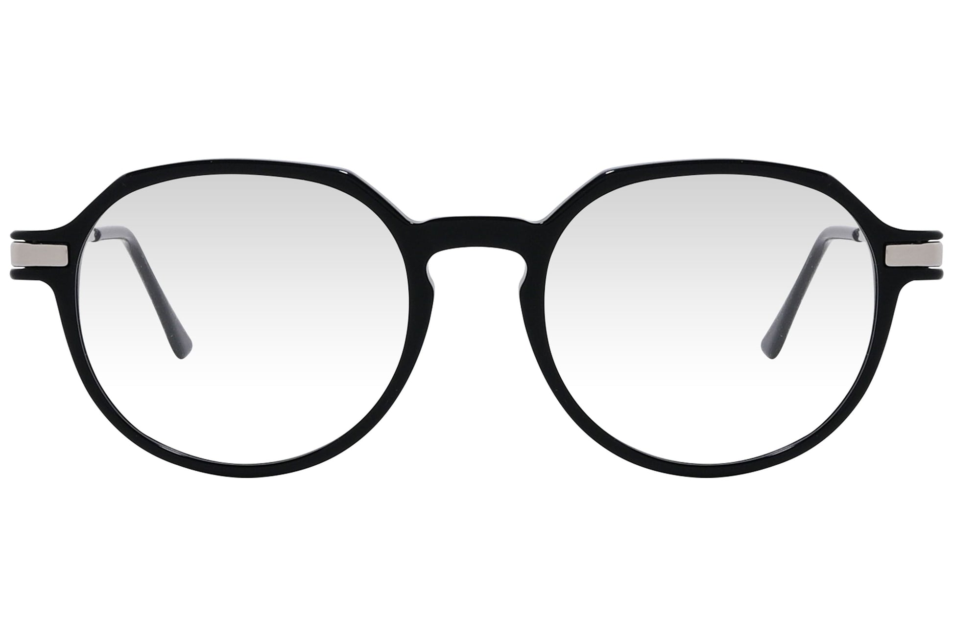 cellini rectangle black eyeglasses frame viewed from front angle.