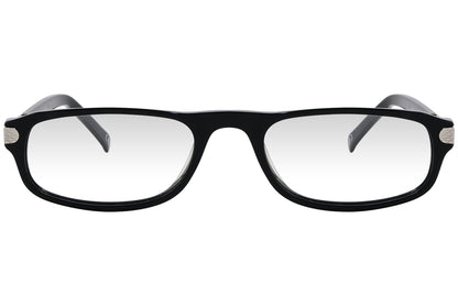 cellini rectangle black eyeglasses frame viewed from front angle.