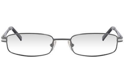 cellini rectangle silver eyeglasses frame viewed from front angle.