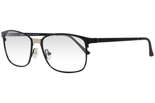 cellini rectangle black eyeglasses frame viewed from a 45-degree angle.